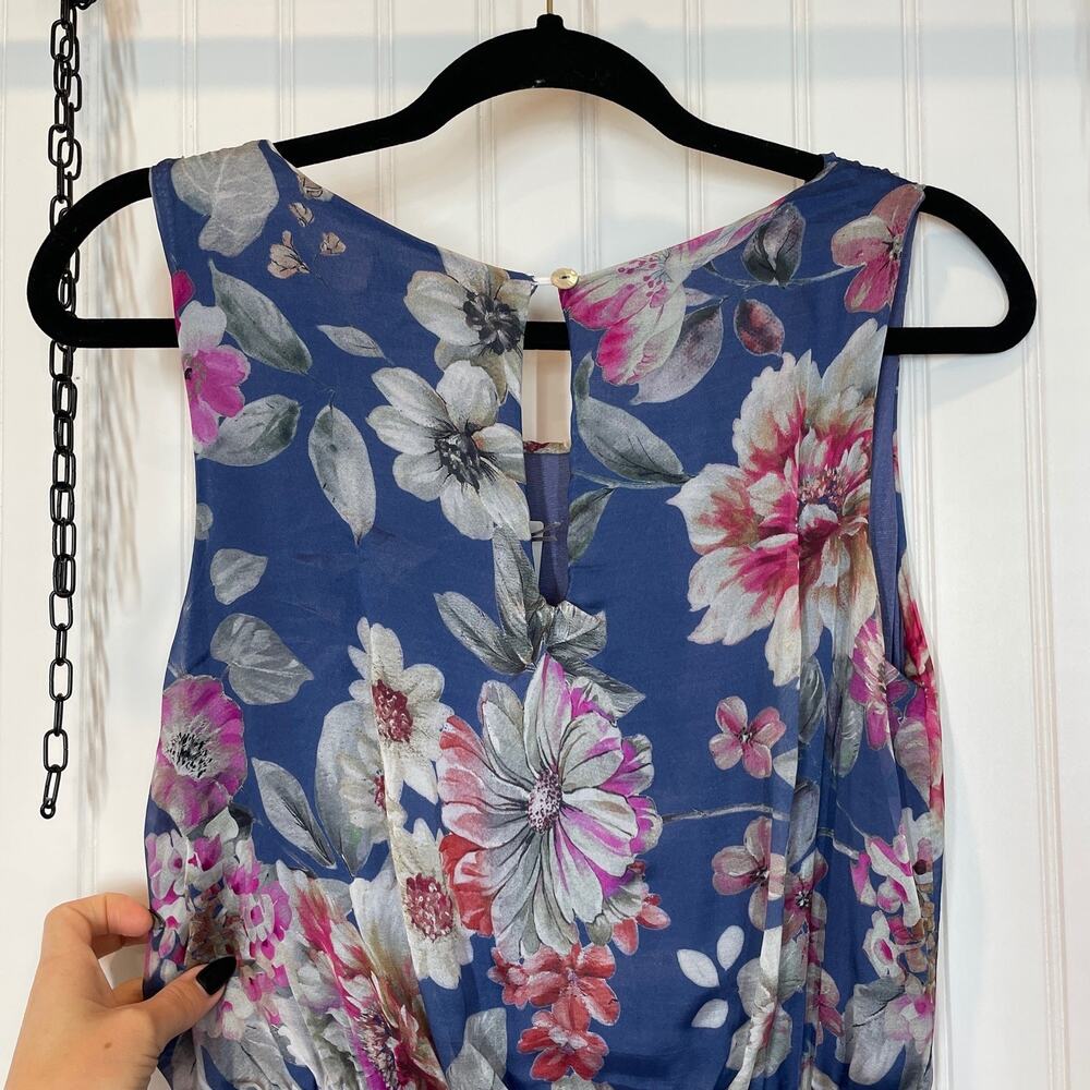 NWT LARA G by Lara Guidotti Garden Floral Airy Silk Blend Maxi Dress Size L - Picture 6 of 9